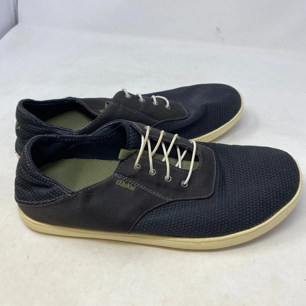 OluKai Nohea Moku Mens 10 Black Mesh Boat Shoes Sneakers 10283-4040